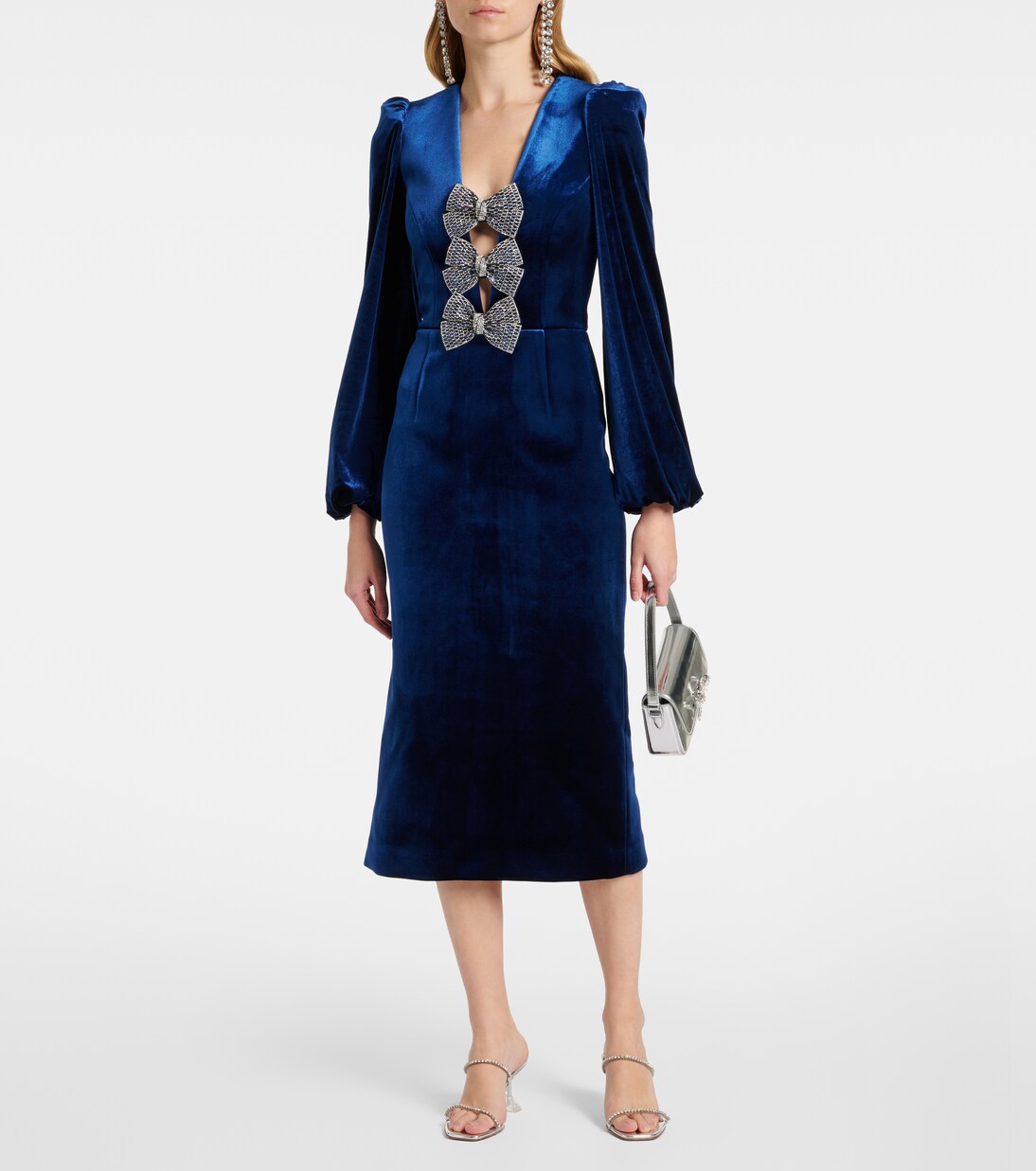 Robe midi en velours à ornements | Rebecca Vallance