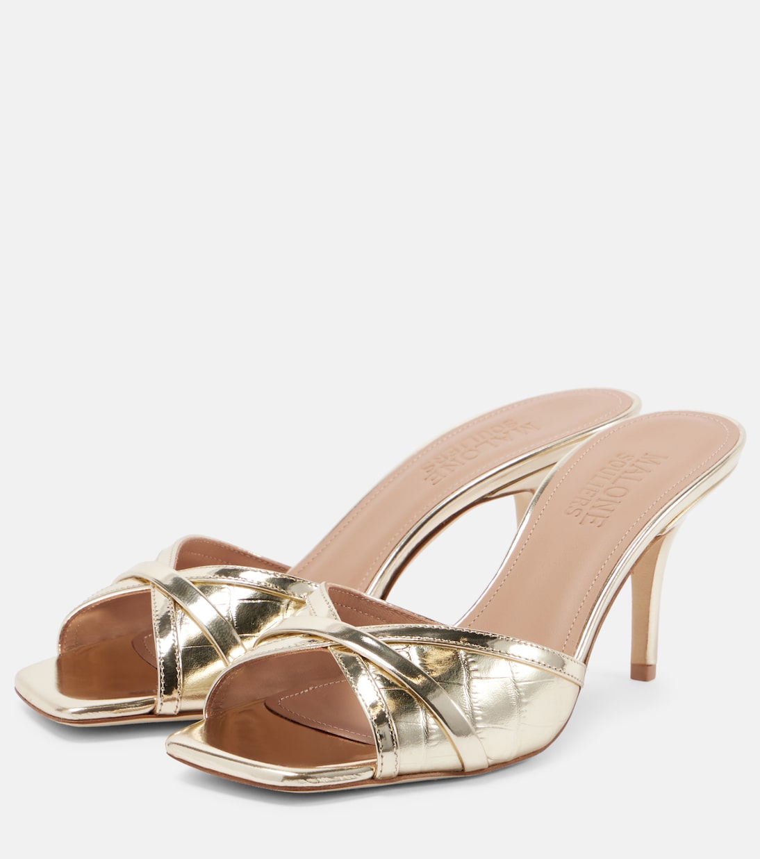 Perla 70 croc-effect leather mules | Malone Souliers