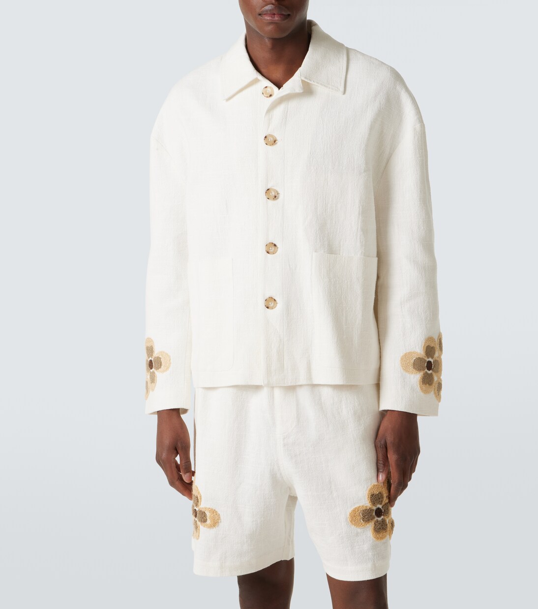 Floral linen and cotton bouclé jacket | Commas