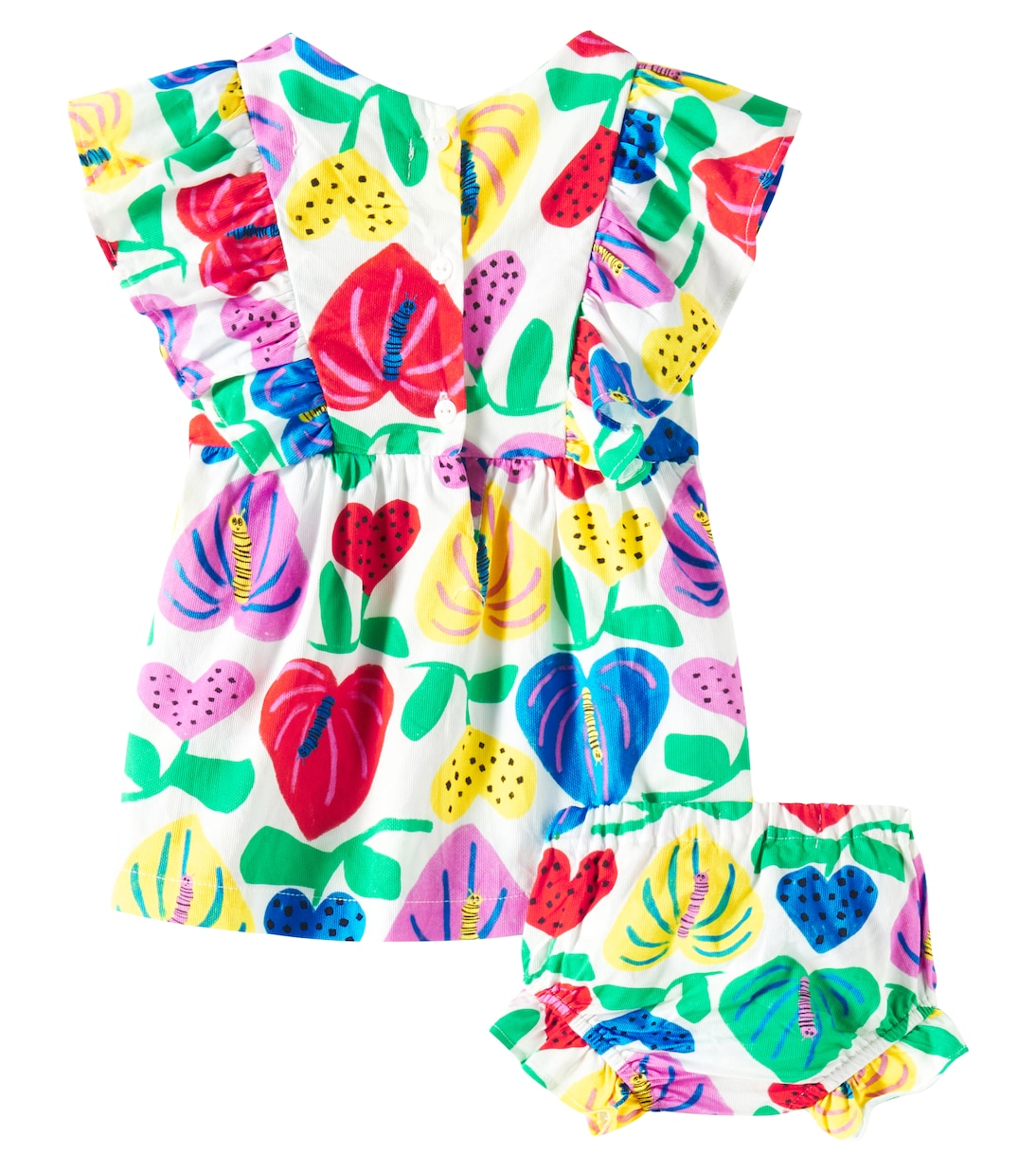 Baby printed cotton dress and bloomers set | Fábula