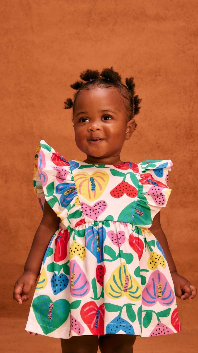 Baby printed cotton dress and bloomers set | Fábula