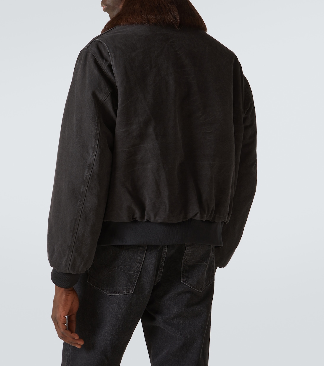Shearling-trimmed cotton bomber jacket | Prada