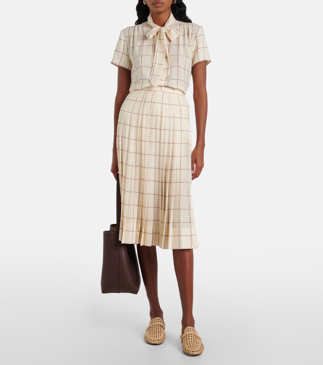 Falda midi Clea en sablé de seda plisada | Loro Piana