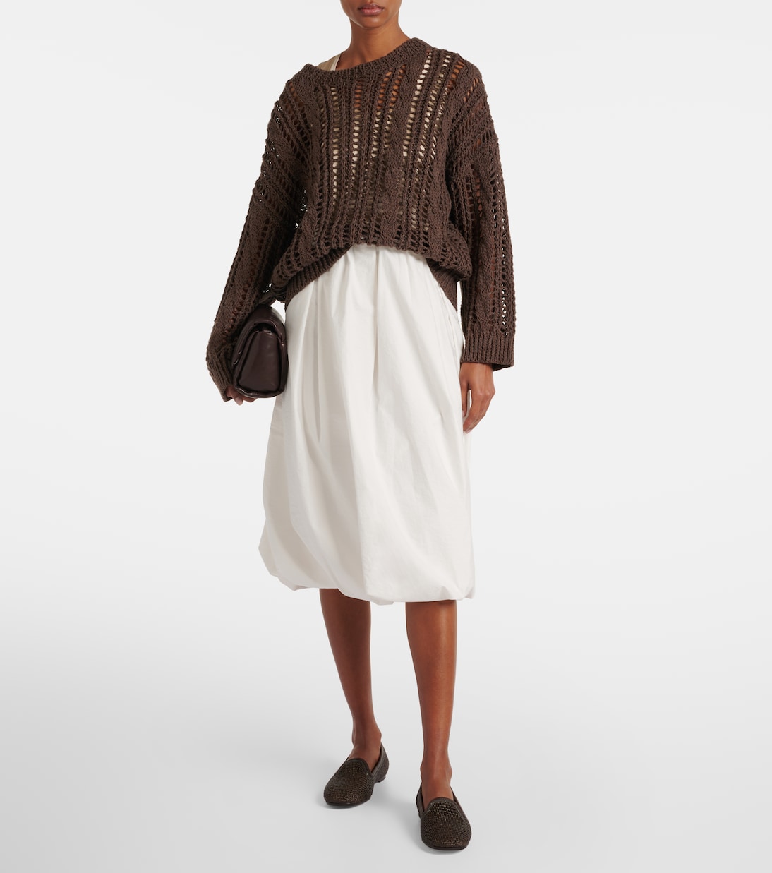 Cotton-blend midi skirt | Brunello Cucinelli