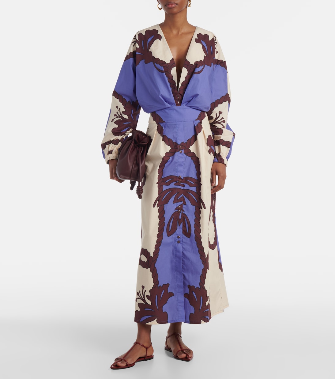 Robe midi Latitud Marina en coton | Johanna Ortiz