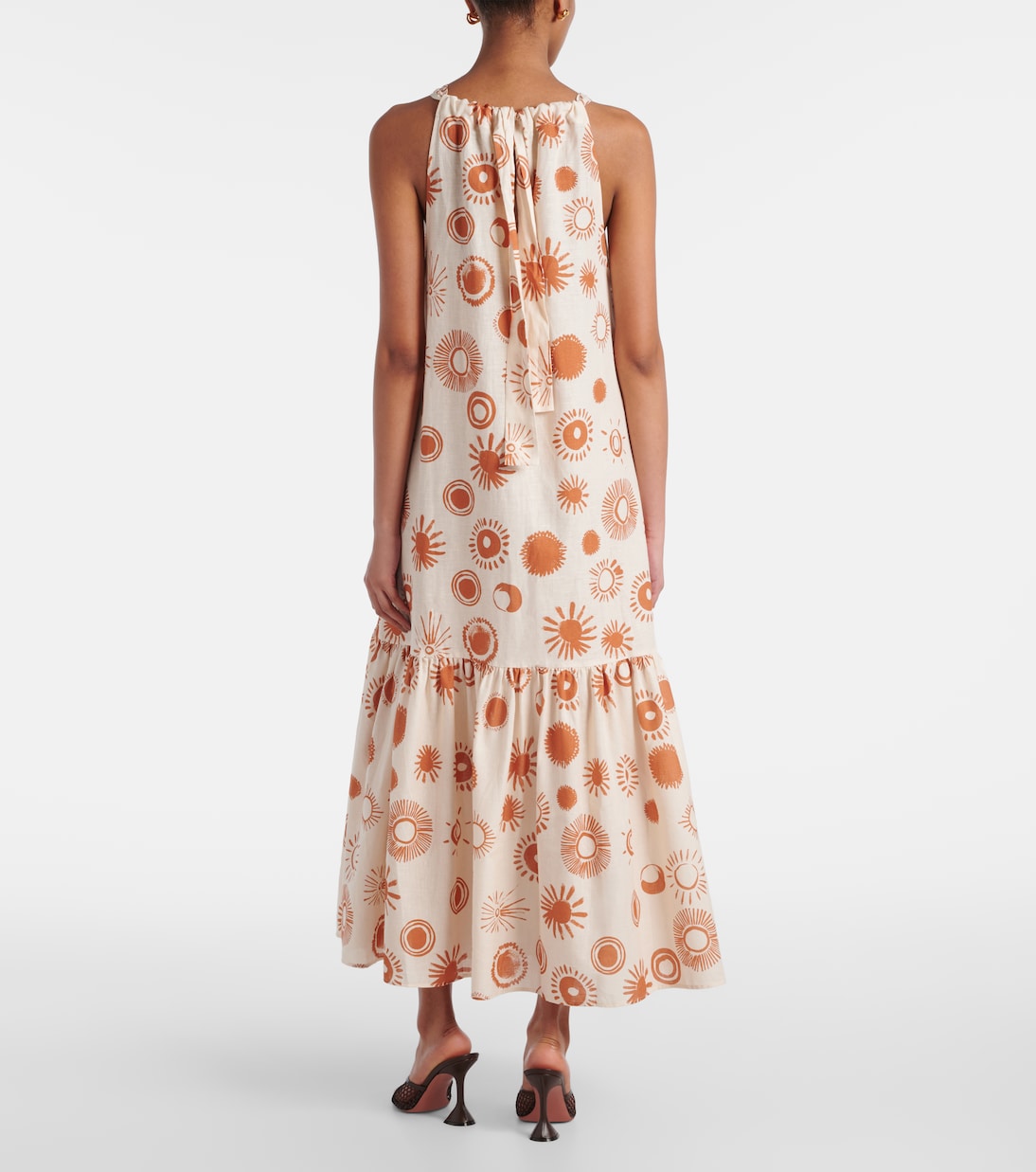 Robe longue Ibiza imprimée en lin et coton | Asceno