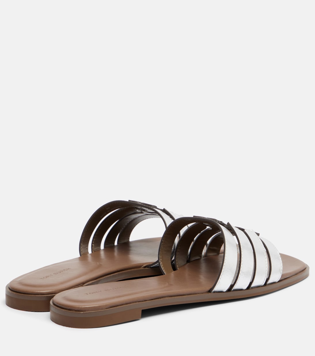 Metallic leather slides | Tory Burch