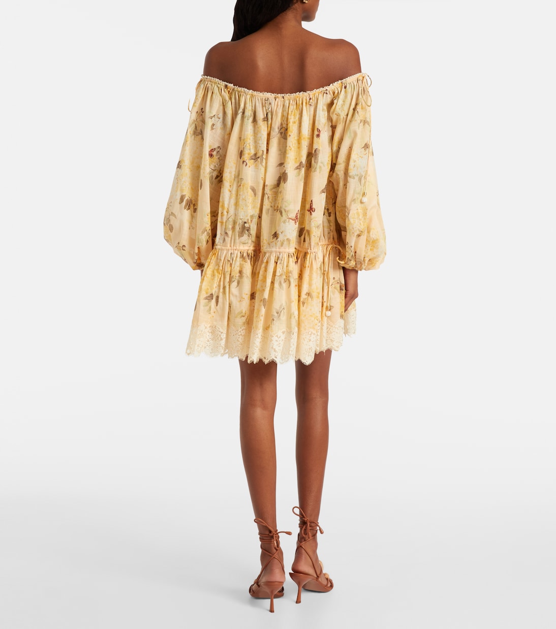 Abito corto in cotone con stampa floreale | Zimmermann