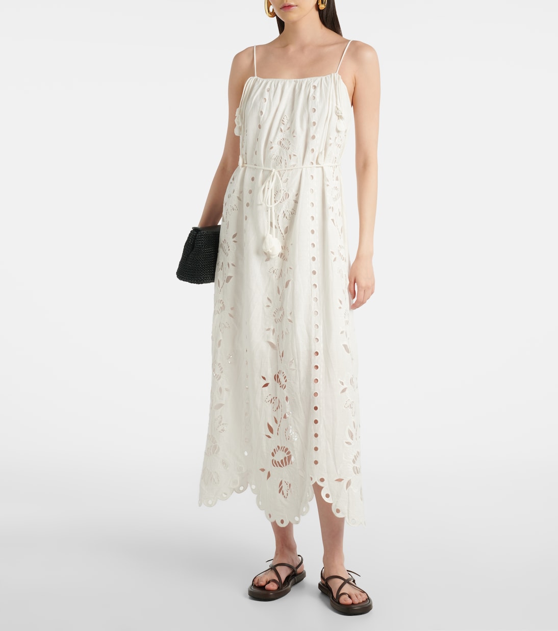 Abito lungo in pizzo sangallo | Farm Rio