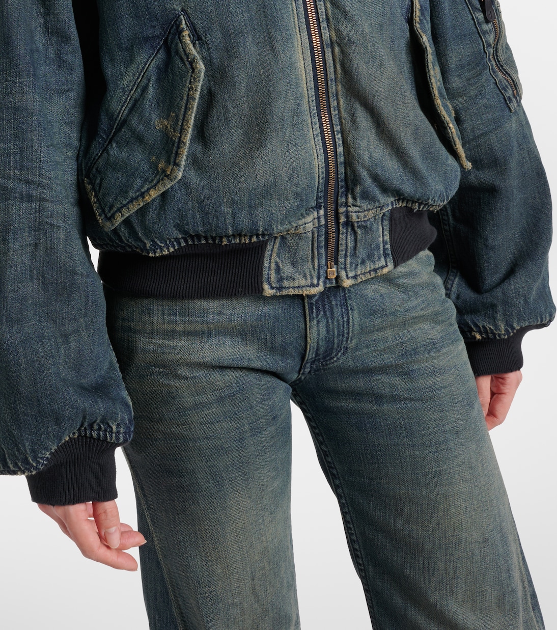 Distressed denim bomber jacket | Balenciaga