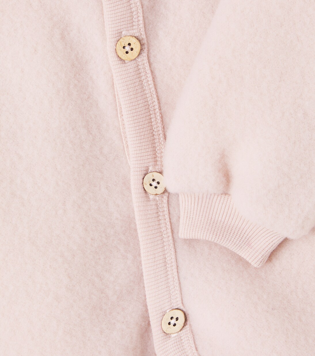 Baby Kari wool fleece cardigan | Wheat