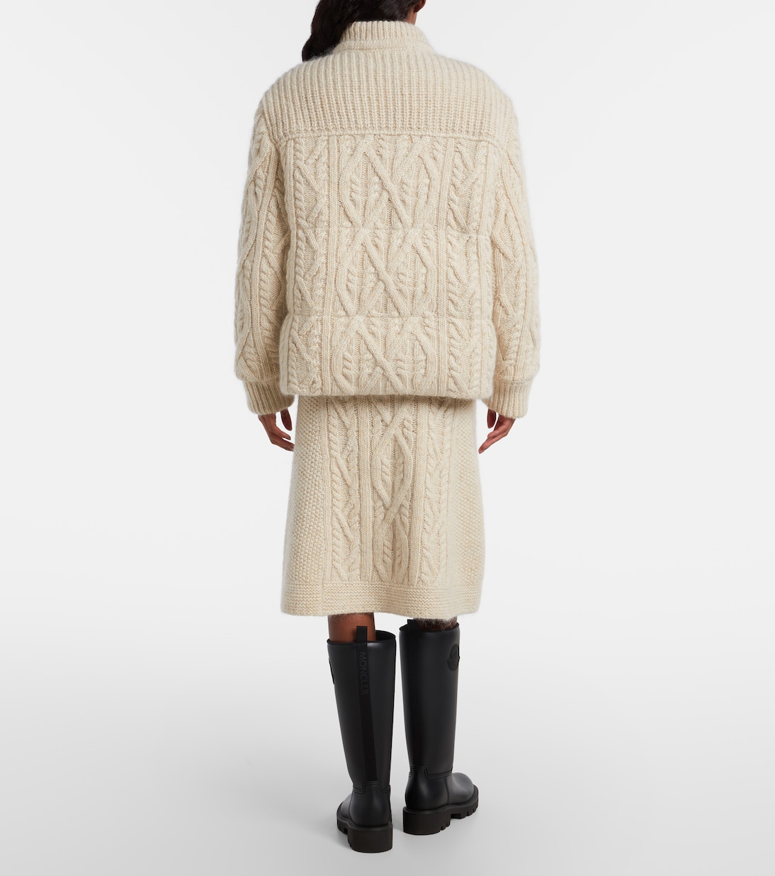 Cable-knit wool and mohair midi skirt | Moncler Grenoble