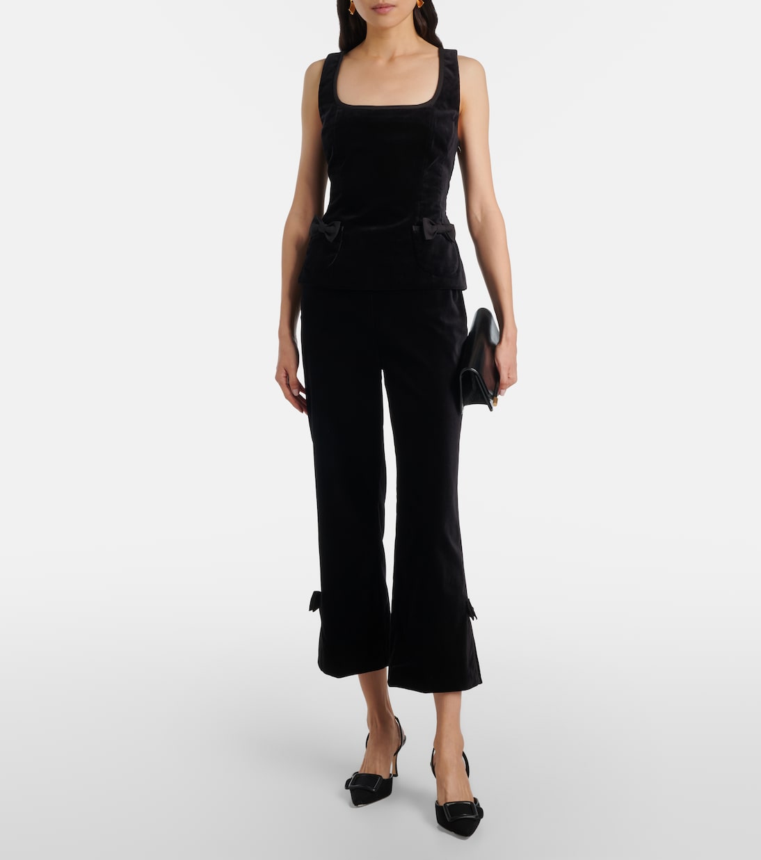 Pantalones cropped Quincy de terciopelo de algodón | Posse