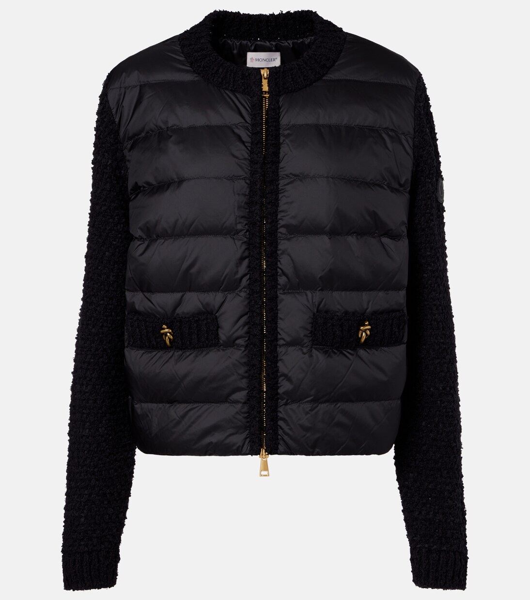 Down-paneled bouclé-trimmed zip-up cardigan | Moncler