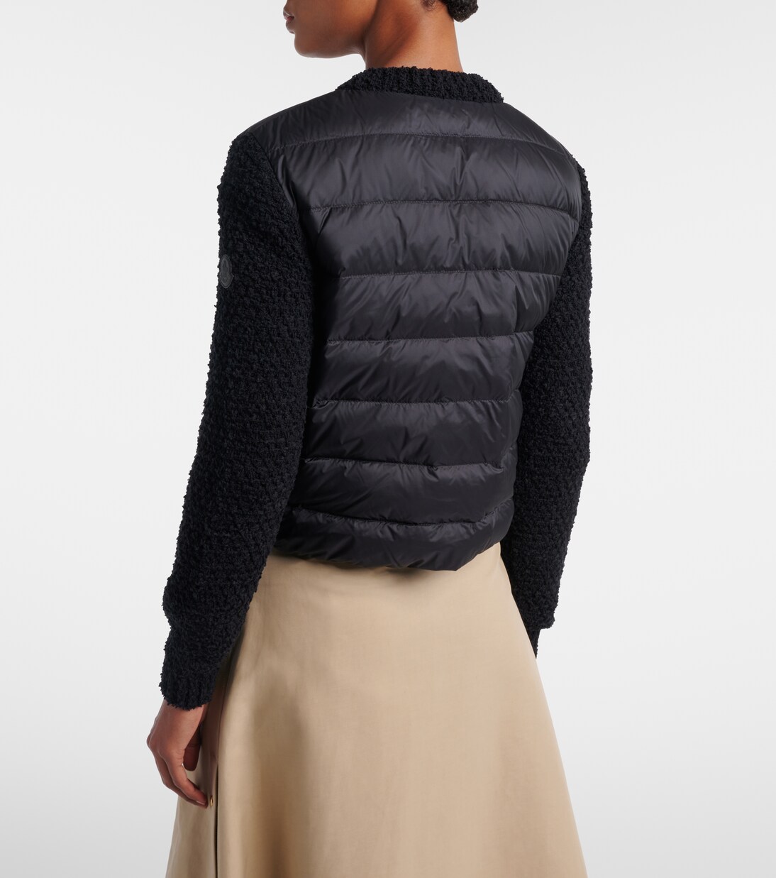 Down-paneled bouclé-trimmed zip-up cardigan | Moncler
