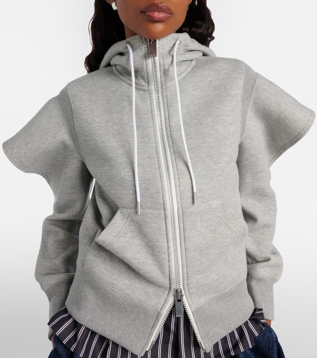 Cutout cotton-blend fleece hoodie | Sacai