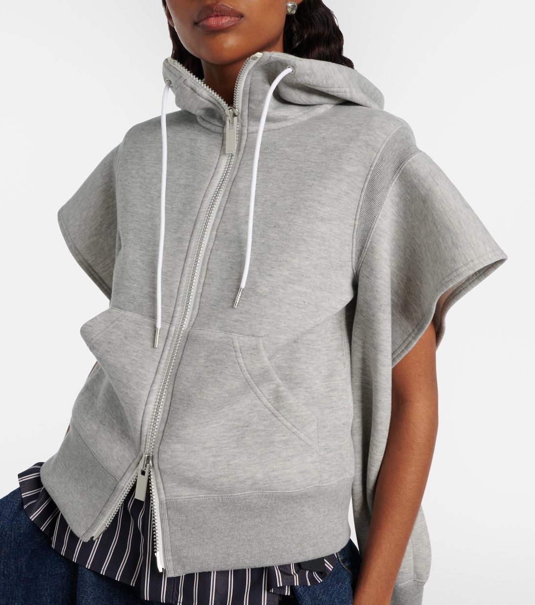 Cutout cotton-blend fleece hoodie | Sacai