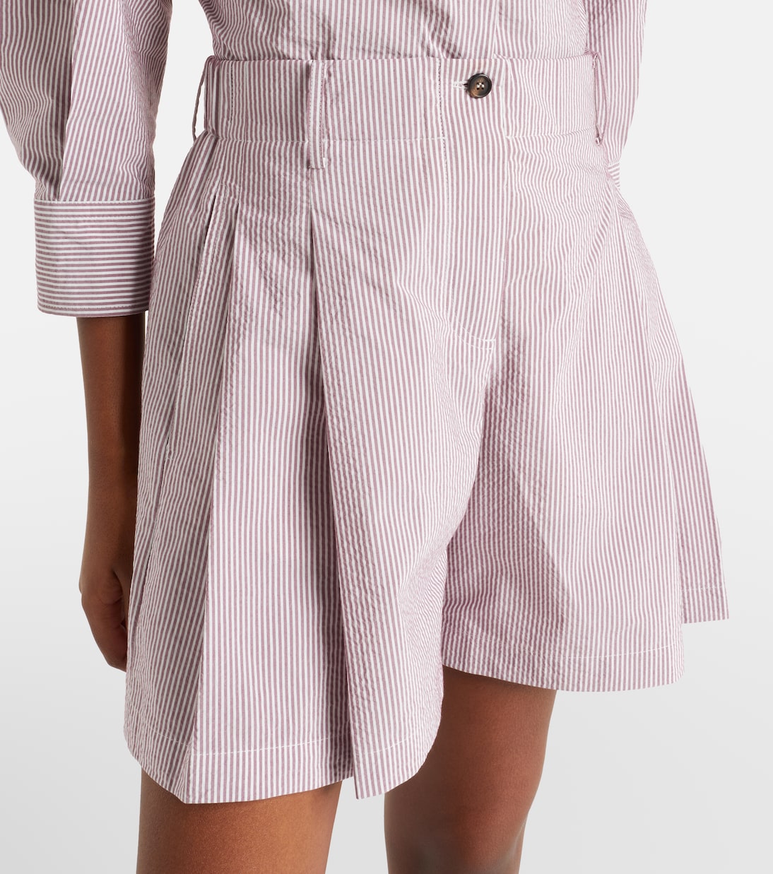 Bermuda in misto cotone a righe | Brunello Cucinelli