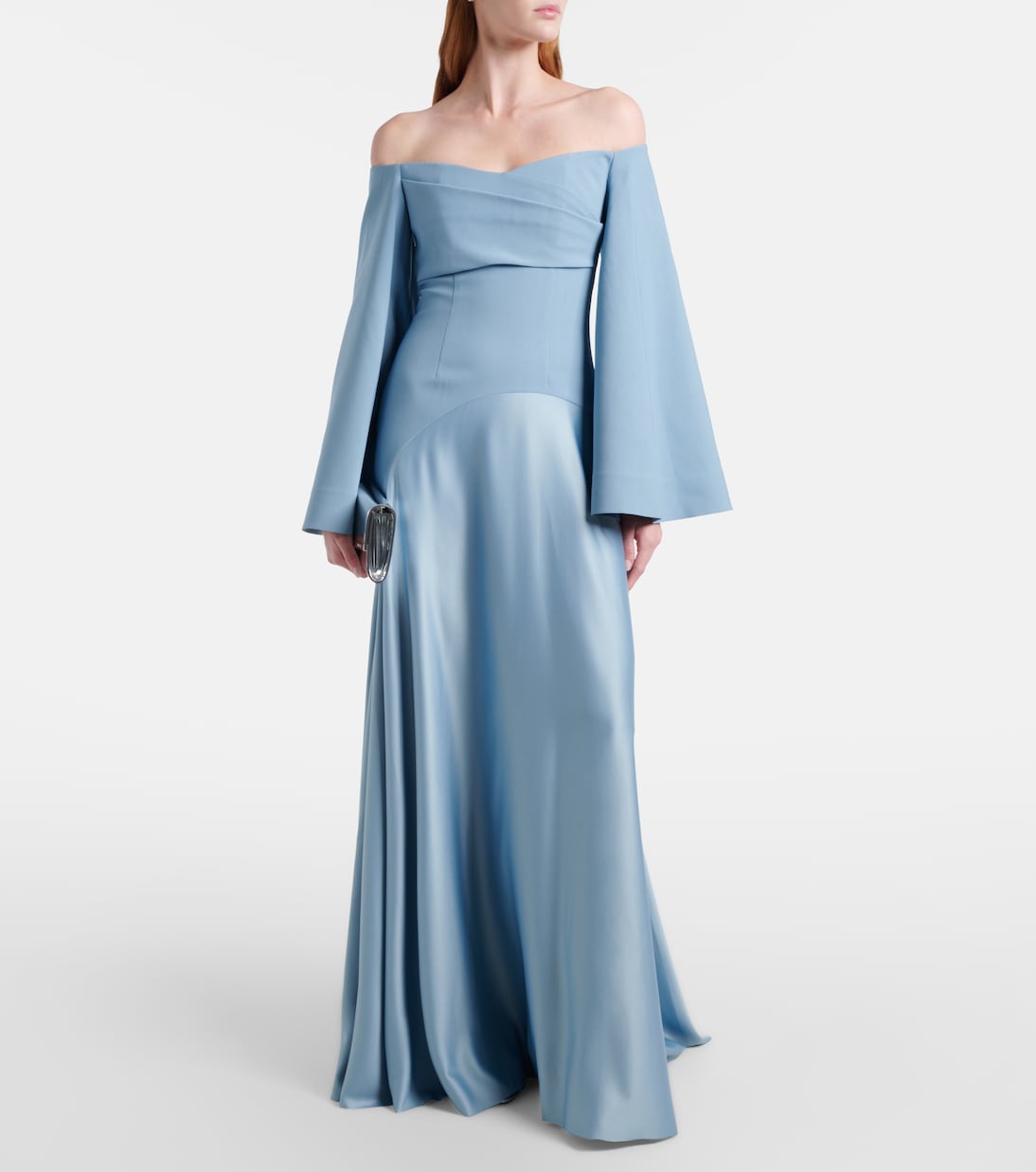 Rina crêpe and satin gown | Solace London