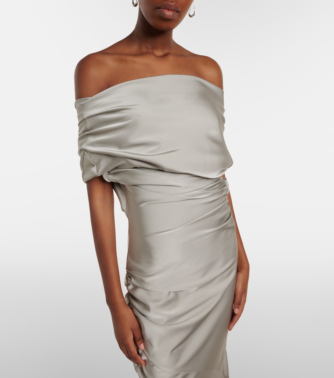 Off-shoulder satin gown | Entire Studios