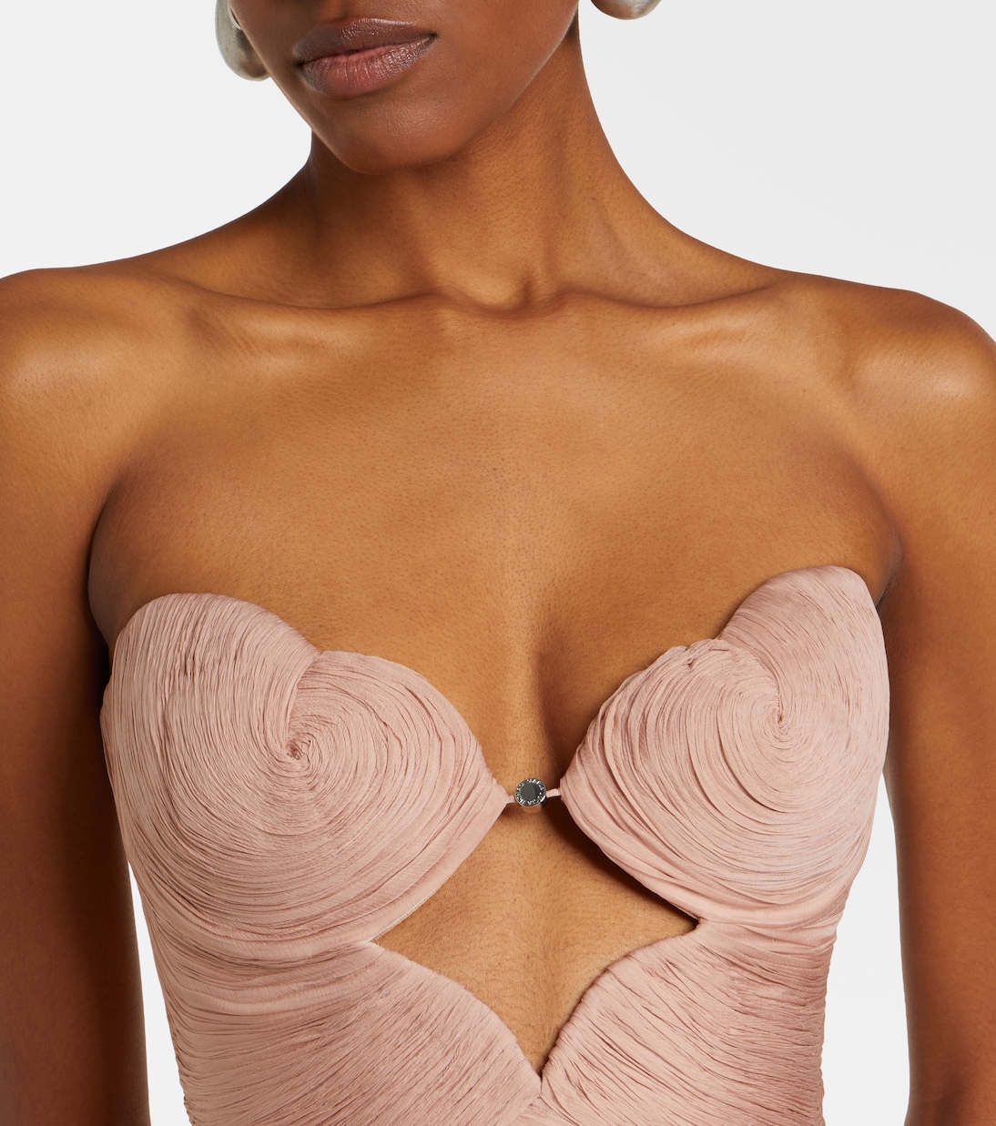 Ananda pleated silk muslin bustier gown | Maria Lucia Hohan
