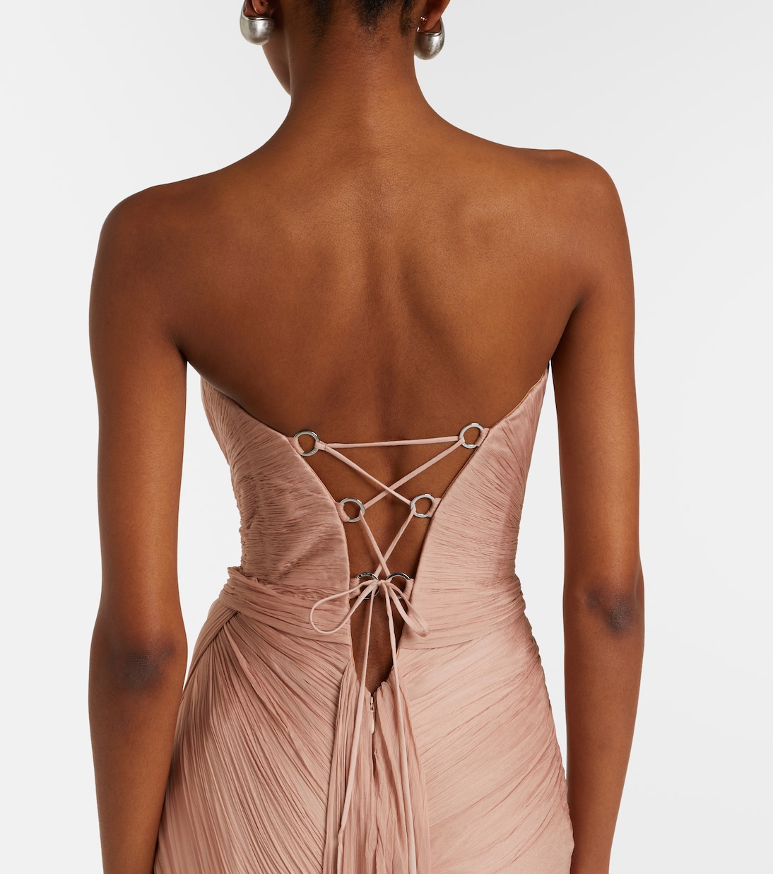 Ananda pleated silk muslin bustier gown | Maria Lucia Hohan