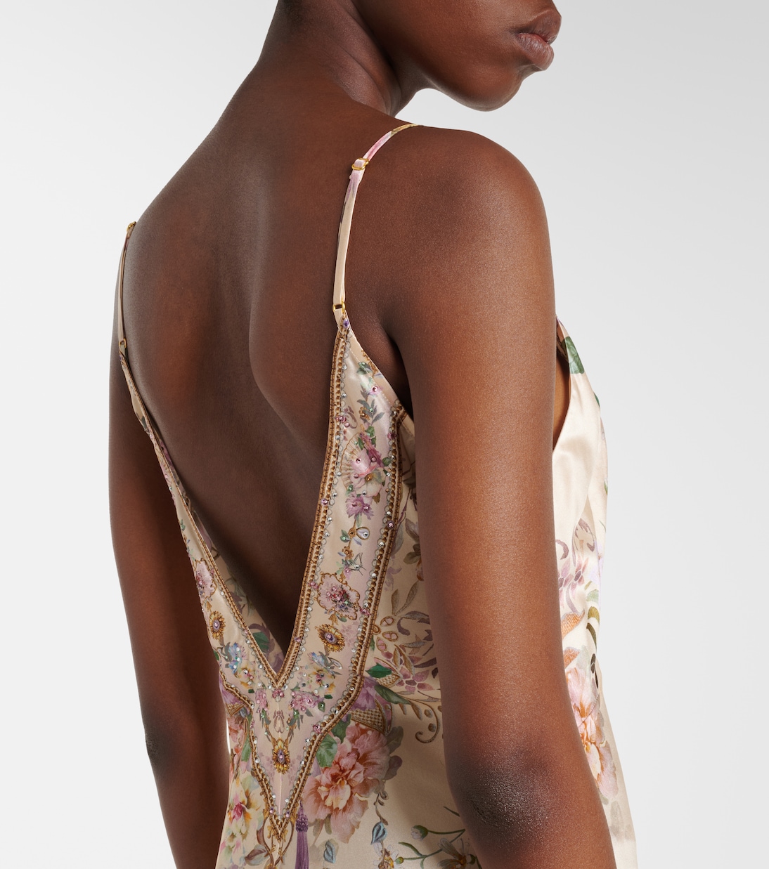 Embellished floral silk slip dress | Camilla