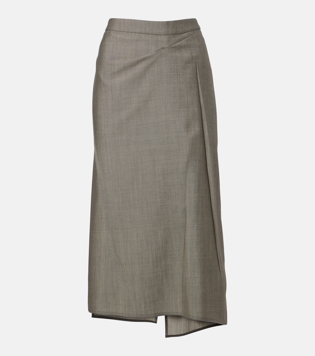 Falda midi en mezcla de lana y mohair drapeada | Victoria Beckham