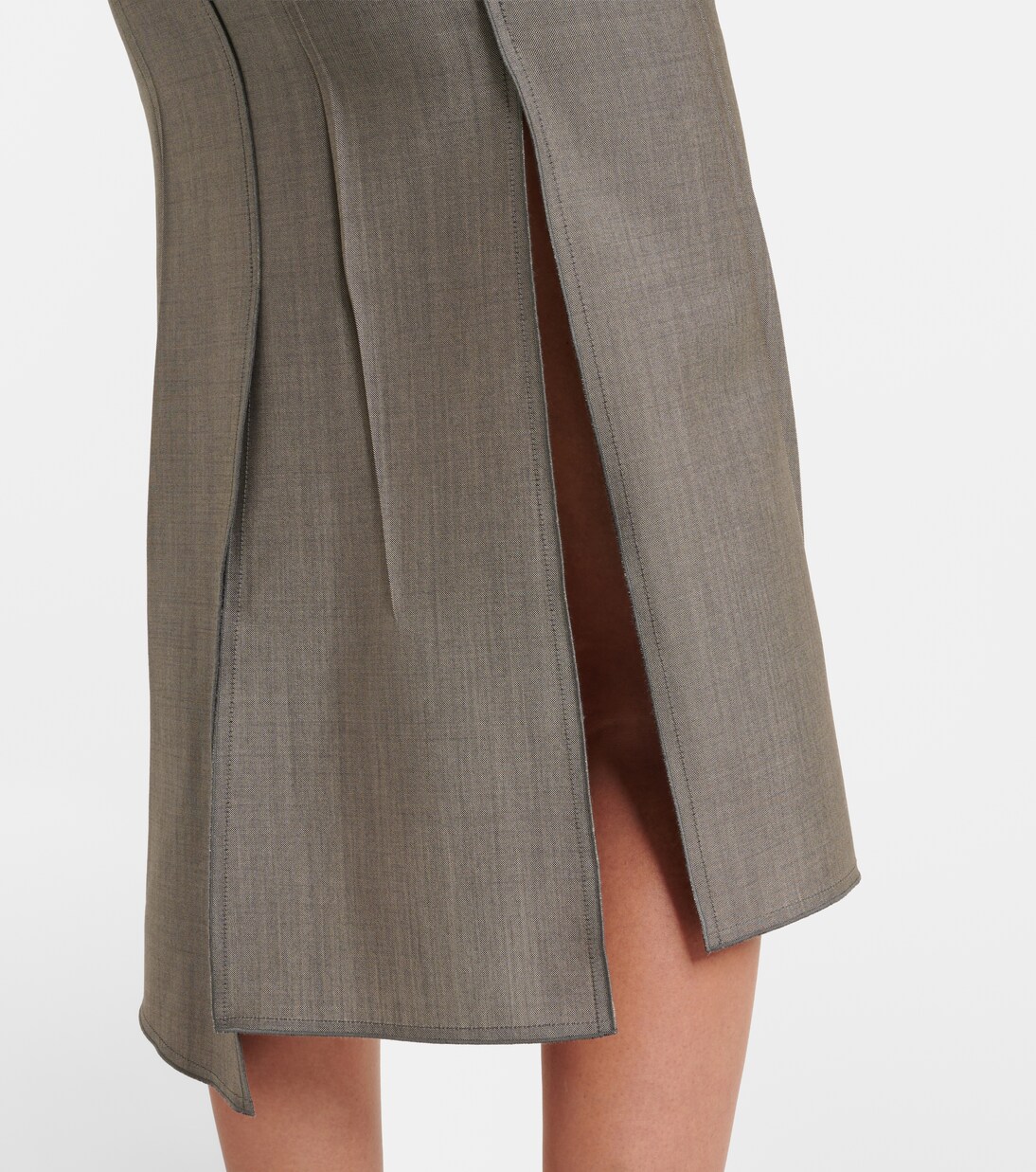 Falda midi en mezcla de lana y mohair drapeada | Victoria Beckham