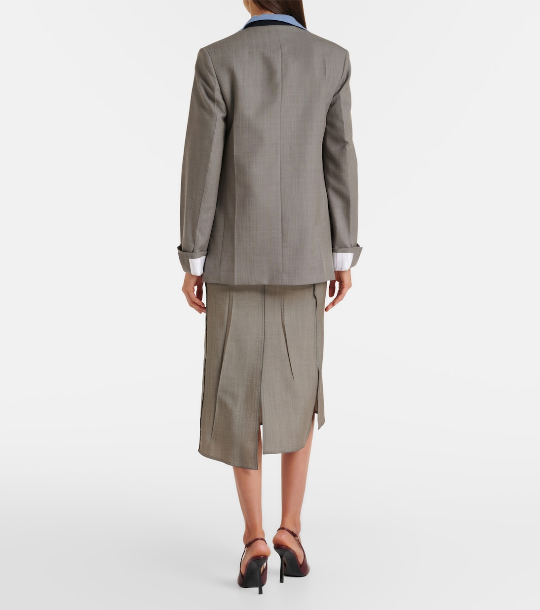 Falda midi en mezcla de lana y mohair drapeada | Victoria Beckham