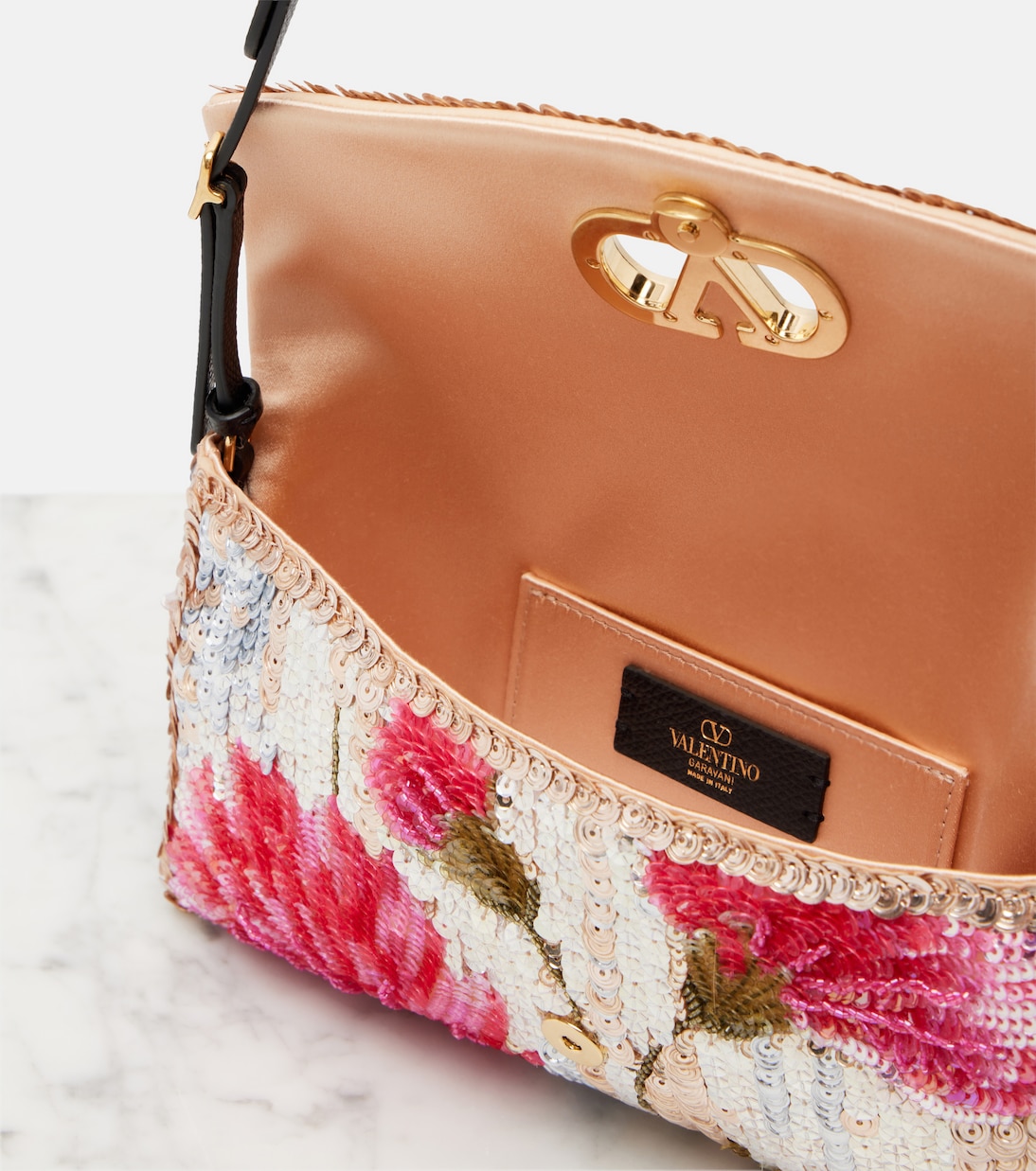 DeVain Small floral sequined shoulder bag | Valentino Garavani