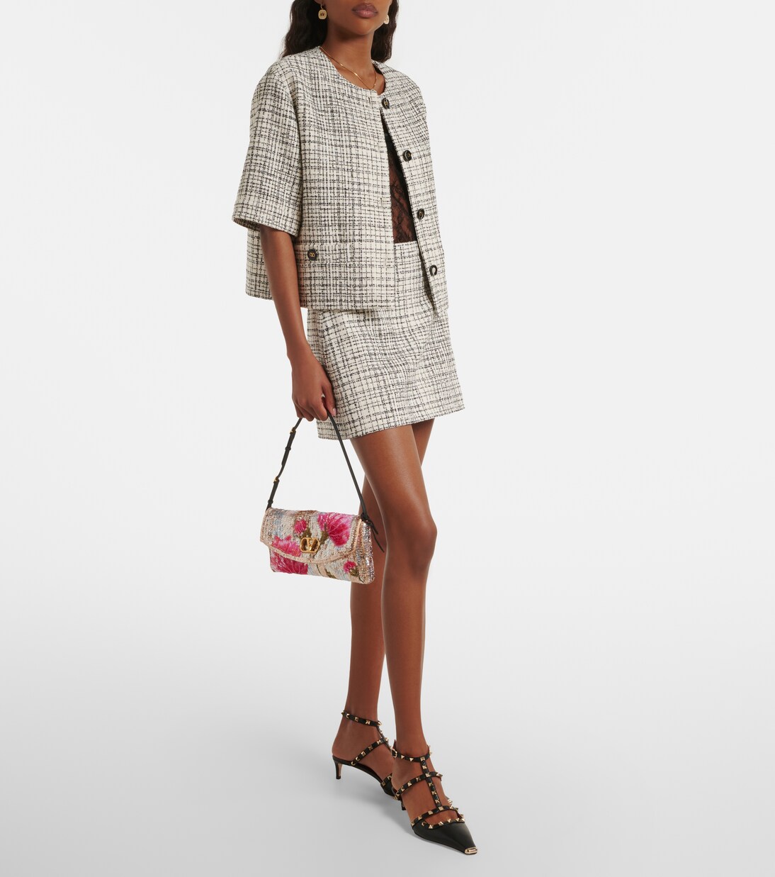 DeVain Small floral sequined shoulder bag | Valentino Garavani