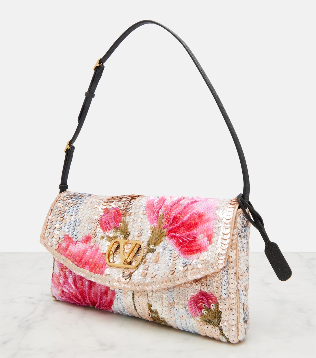 DeVain Small floral sequined shoulder bag | Valentino Garavani
