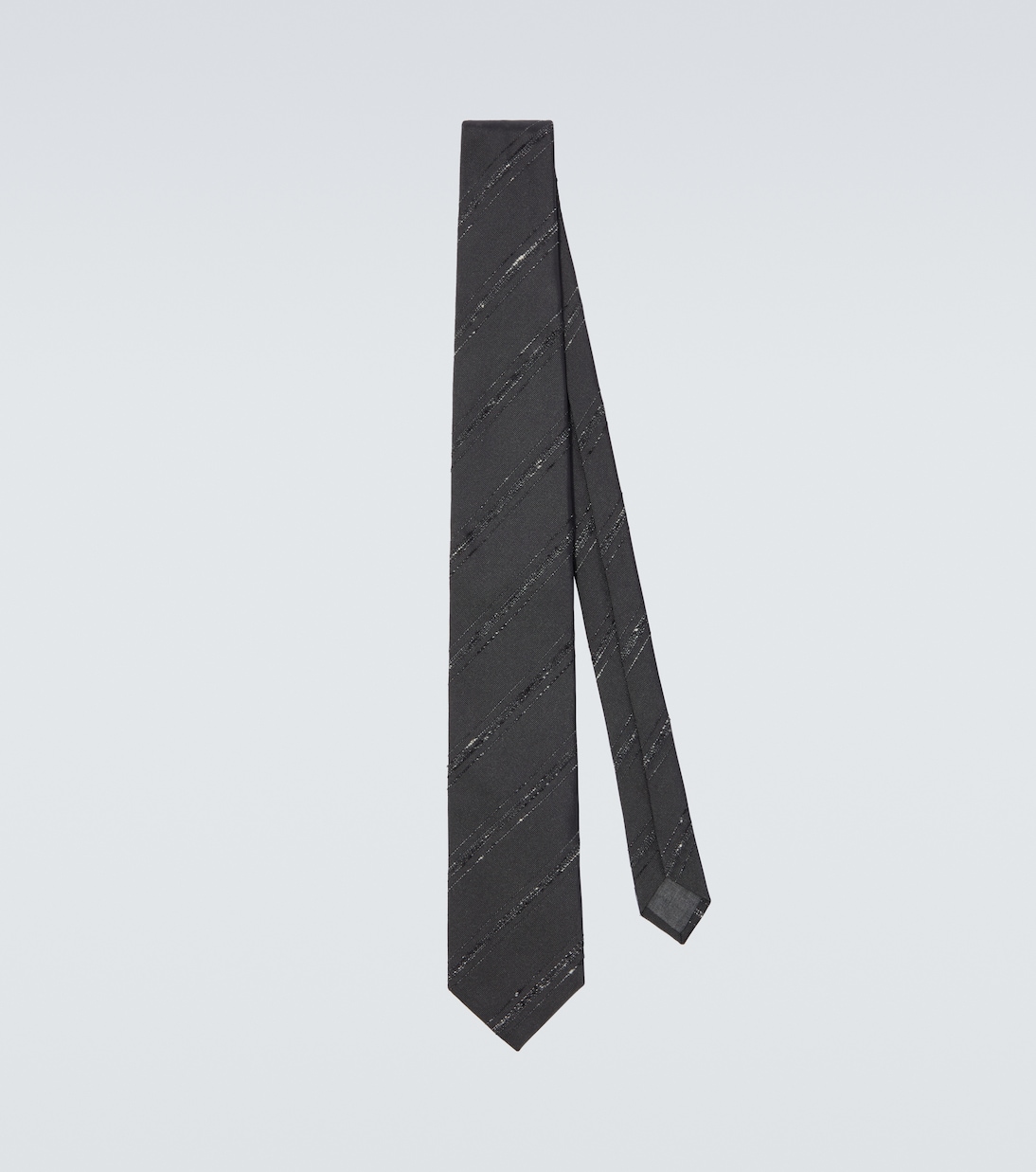Striped silk and cotton tie | Brunello Cucinelli