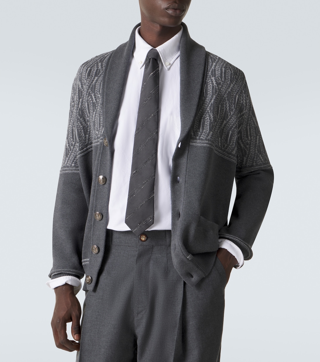 Striped silk and cotton tie | Brunello Cucinelli