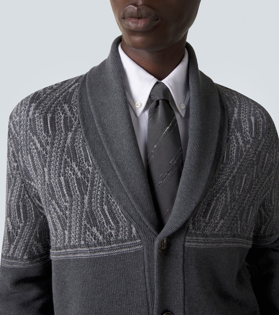 Striped silk and cotton tie | Brunello Cucinelli