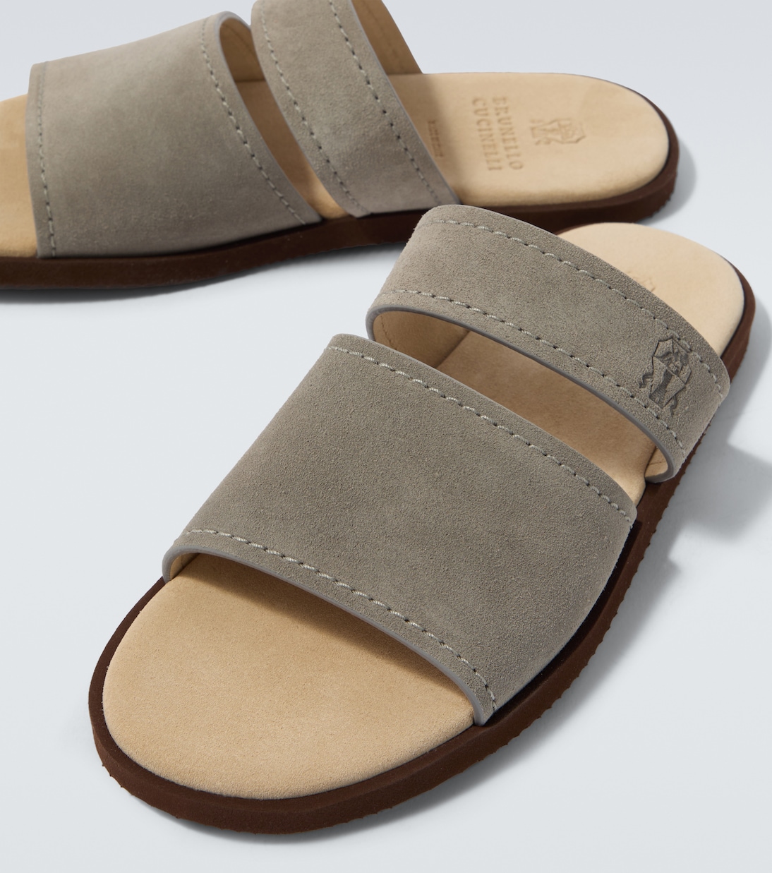 Logo suede sandals | Brunello Cucinelli