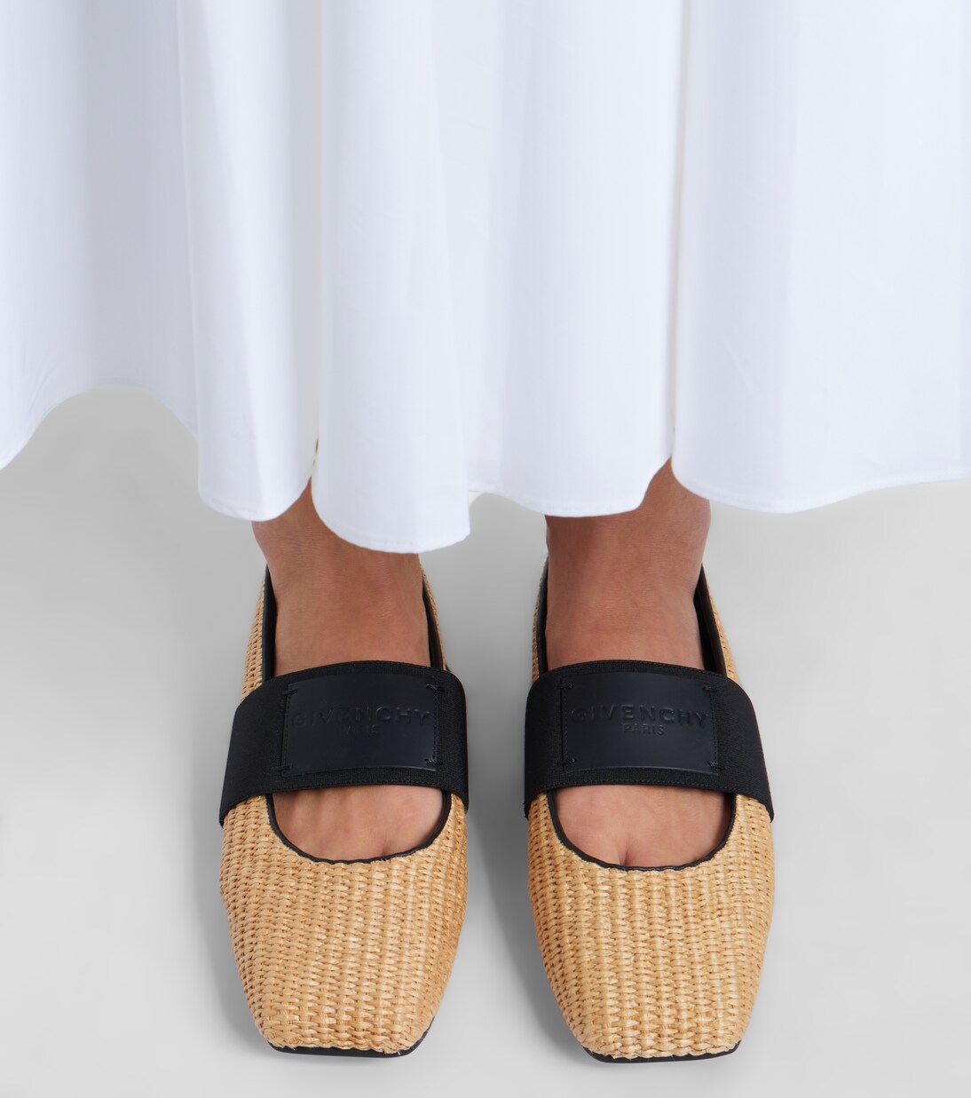Bailarinas Mary Jane Sliced Square de efecto rafia | Givenchy