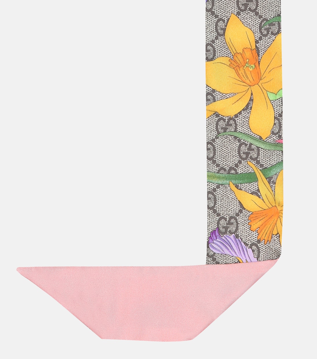 Foulard in twill di seta con stampa GG Flora | Gucci