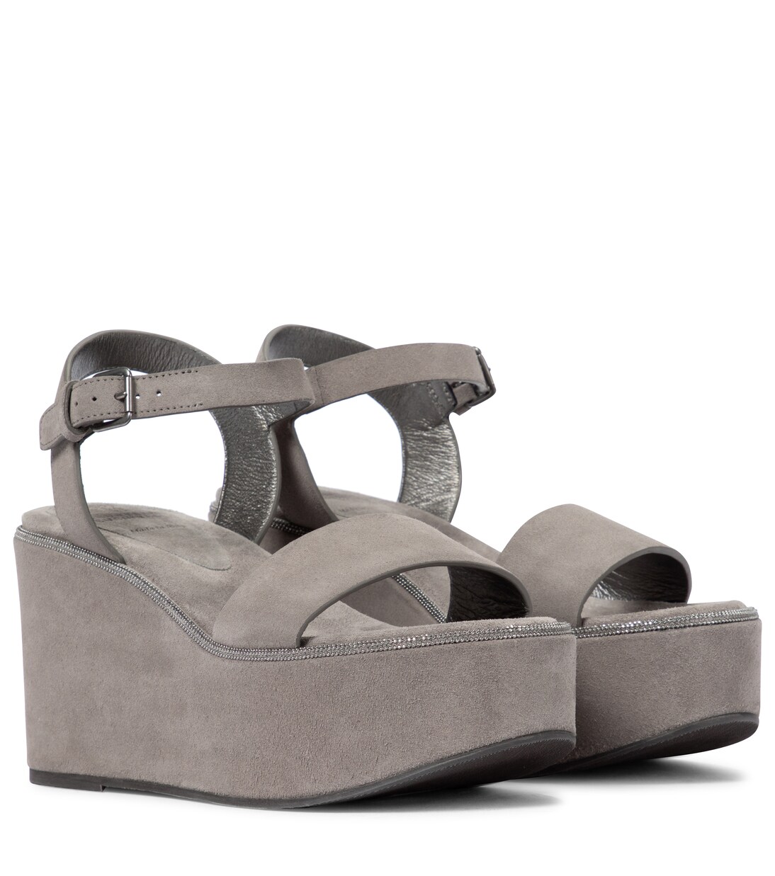 Plateausandalen aus Veloursleder | Brunello Cucinelli