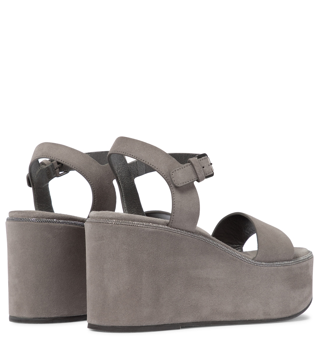 Plateausandalen aus Veloursleder | Brunello Cucinelli