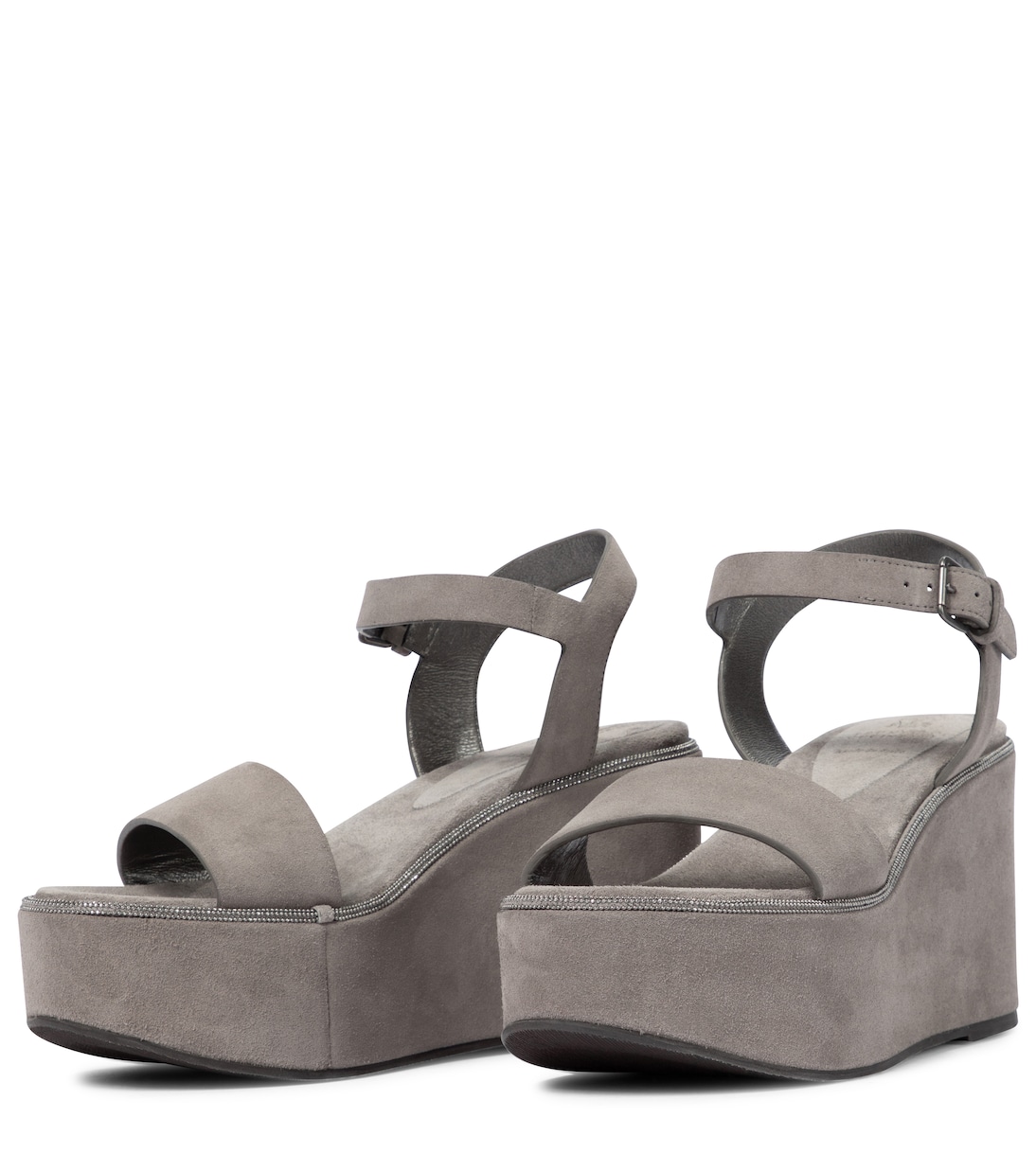 Plateausandalen aus Veloursleder | Brunello Cucinelli