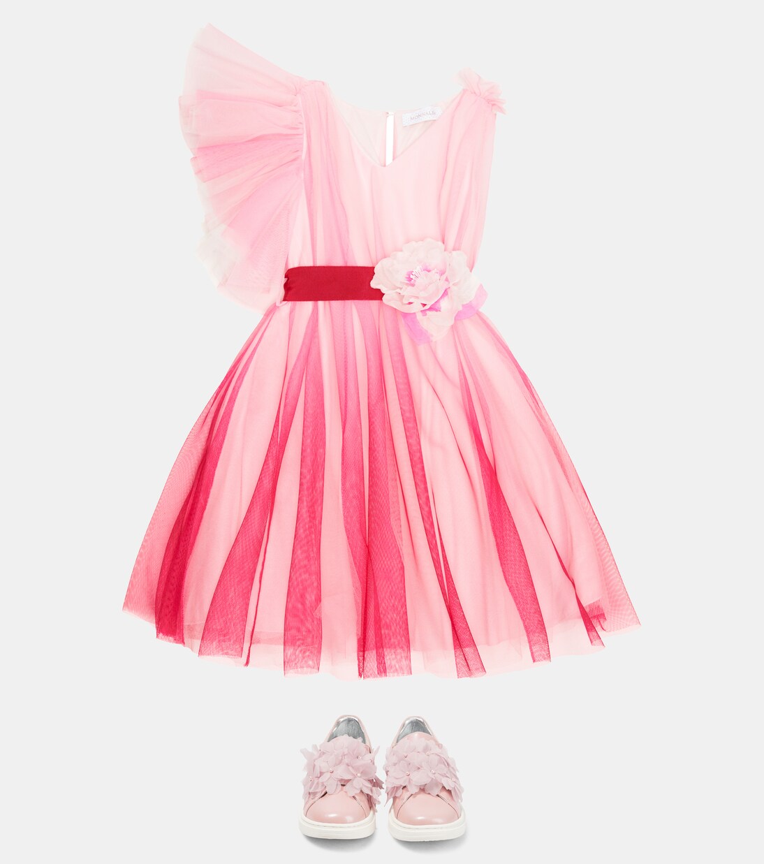 Ruffle-trimmed tulle dress | Monnalisa
