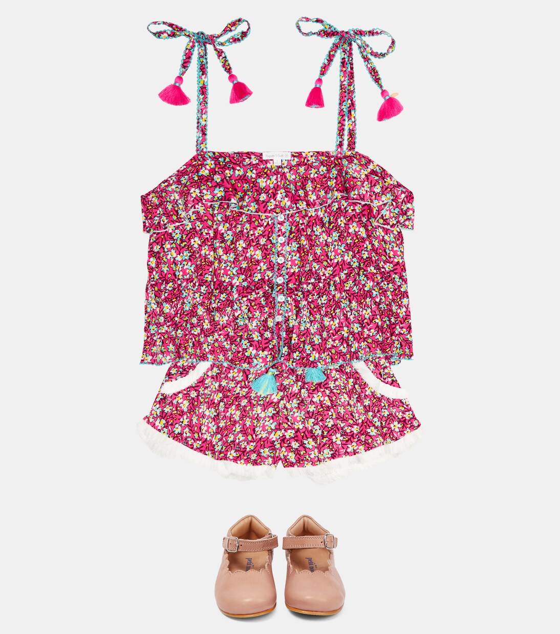 Ruffle-trimmed floral top | Poupette St Barth Kids