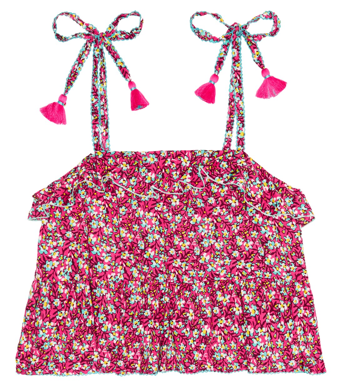 Ruffle-trimmed floral top | Poupette St Barth Kids