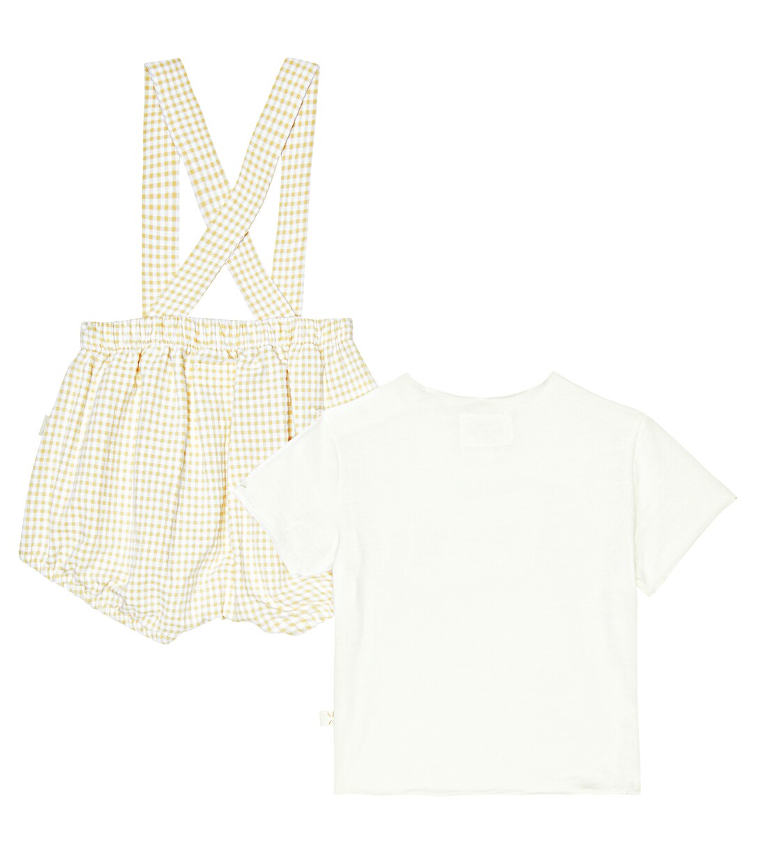 Baby gingham cotton T-shirt and bloomers set | Il Gufo