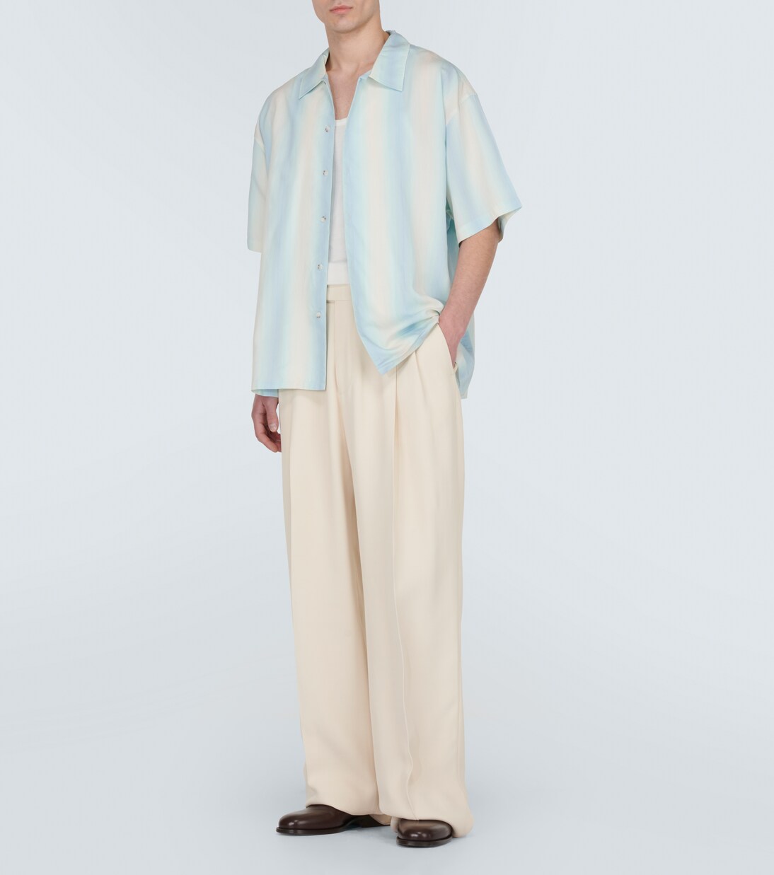 Oversized striped bowling shirt | Commas