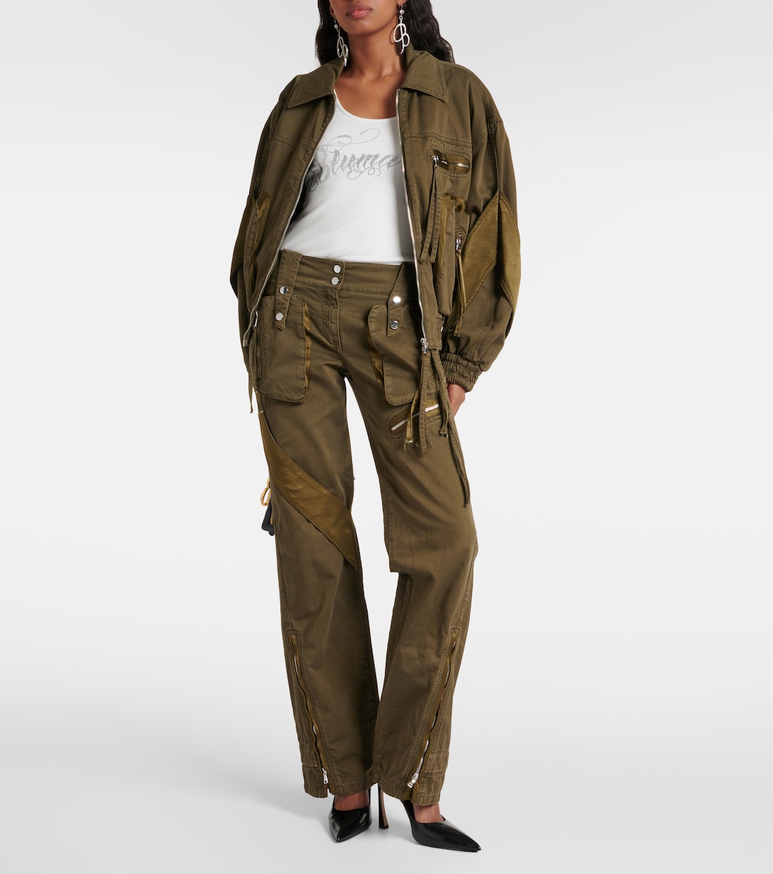 Mid-Rise Flared Cargo-Jeans | Blumarine