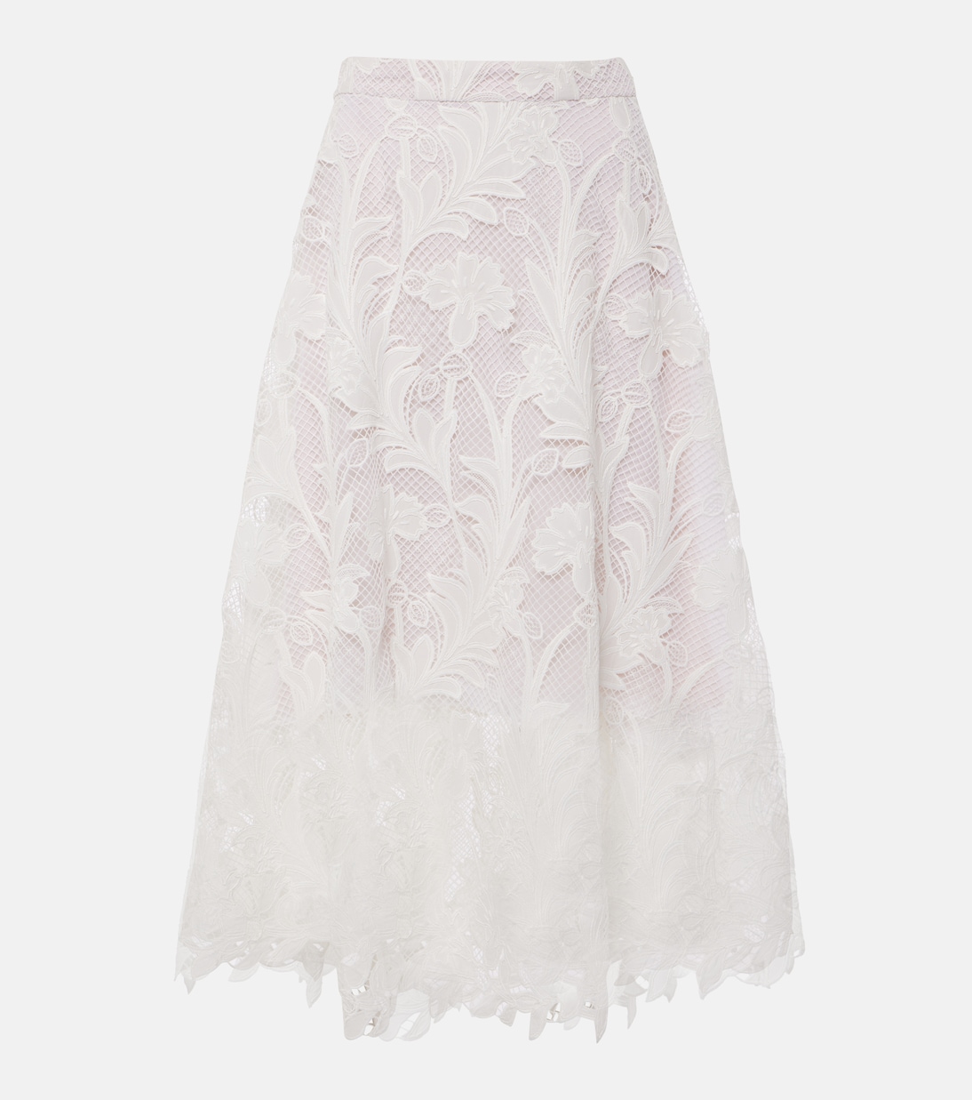 Floral guipure lace midi skirt | Oscar de la Renta