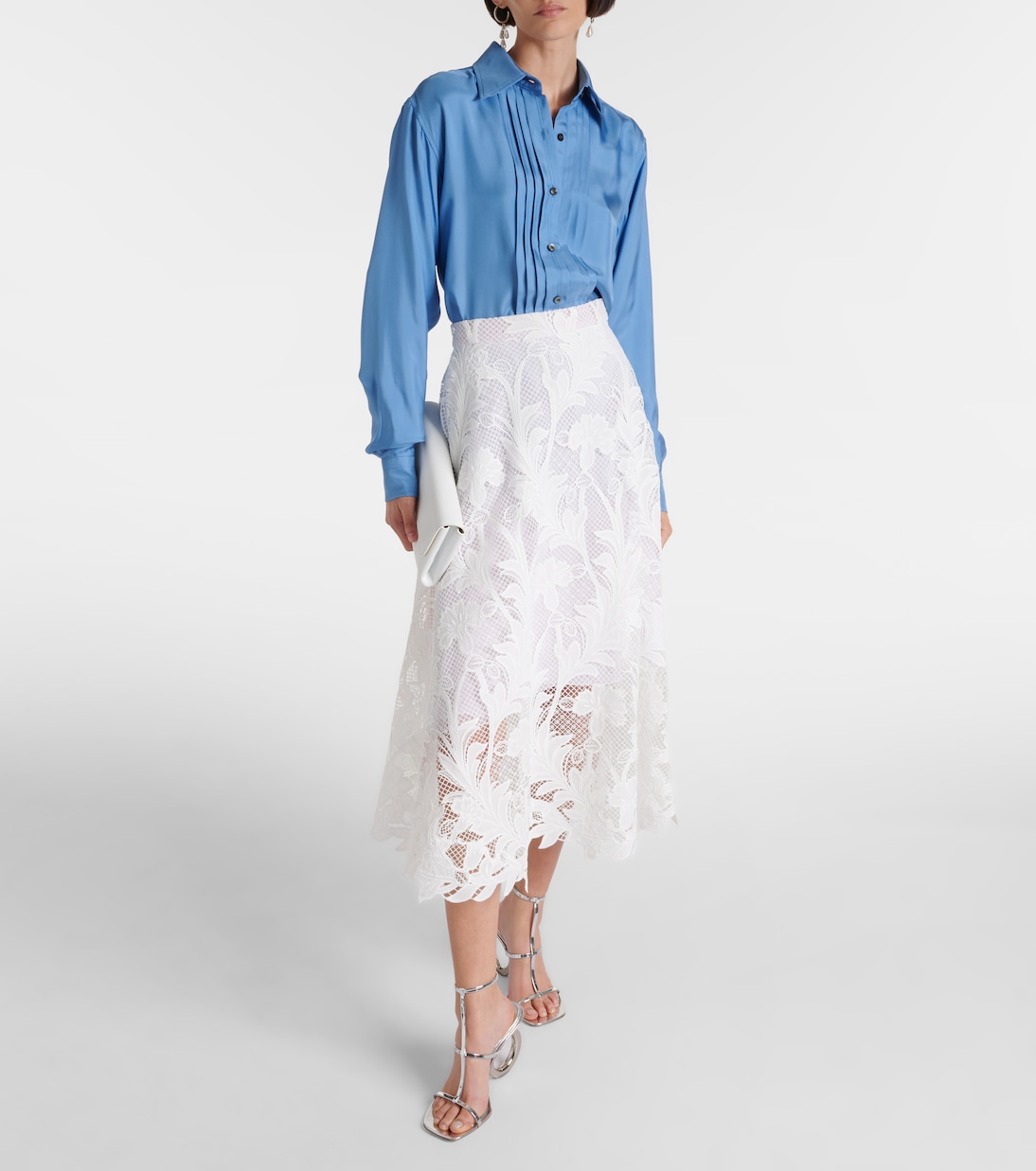 Floral guipure lace midi skirt | Oscar de la Renta